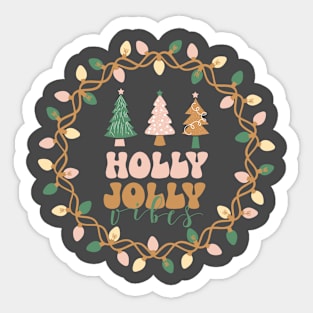 Holly Jolly Vibes Retro Boho Christmas Sticker